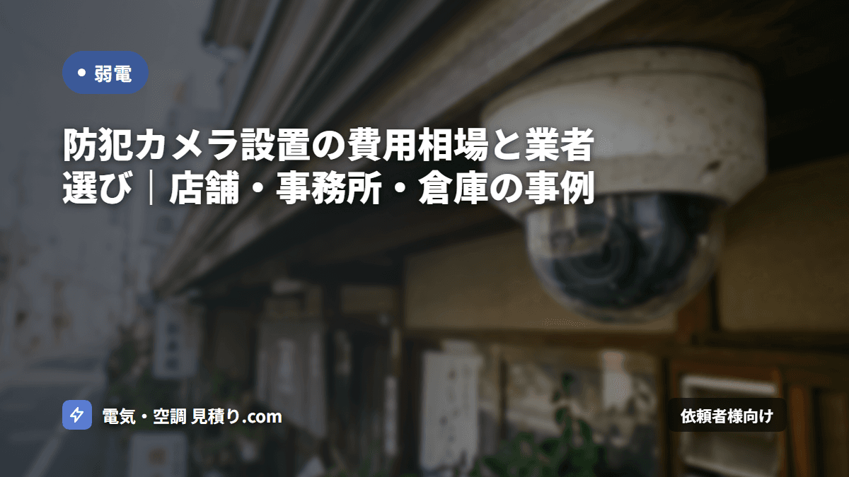 防犯カメラ設置の費用相場と業者選び｜店舗・事務所・倉庫の事例