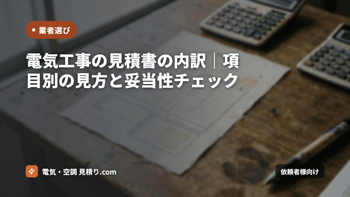 電気工事の見積書の内訳｜項目別の見方と妥当性チェック
