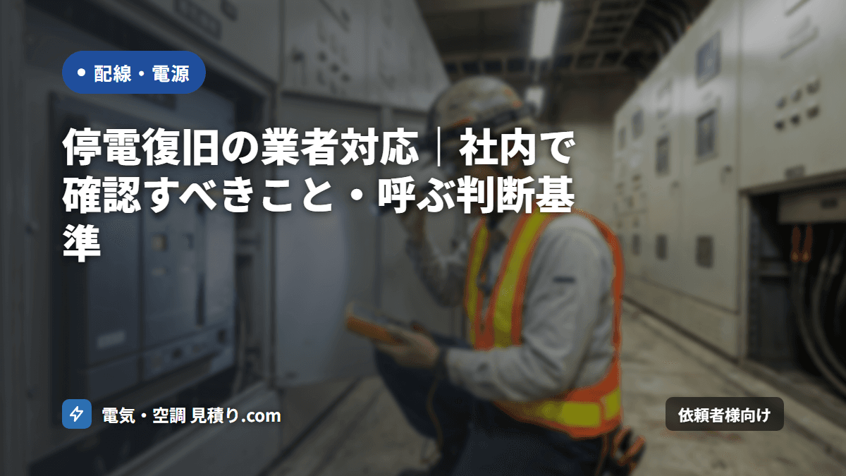 停電復旧の業者対応｜社内で確認すべきこと・呼ぶ判断基準