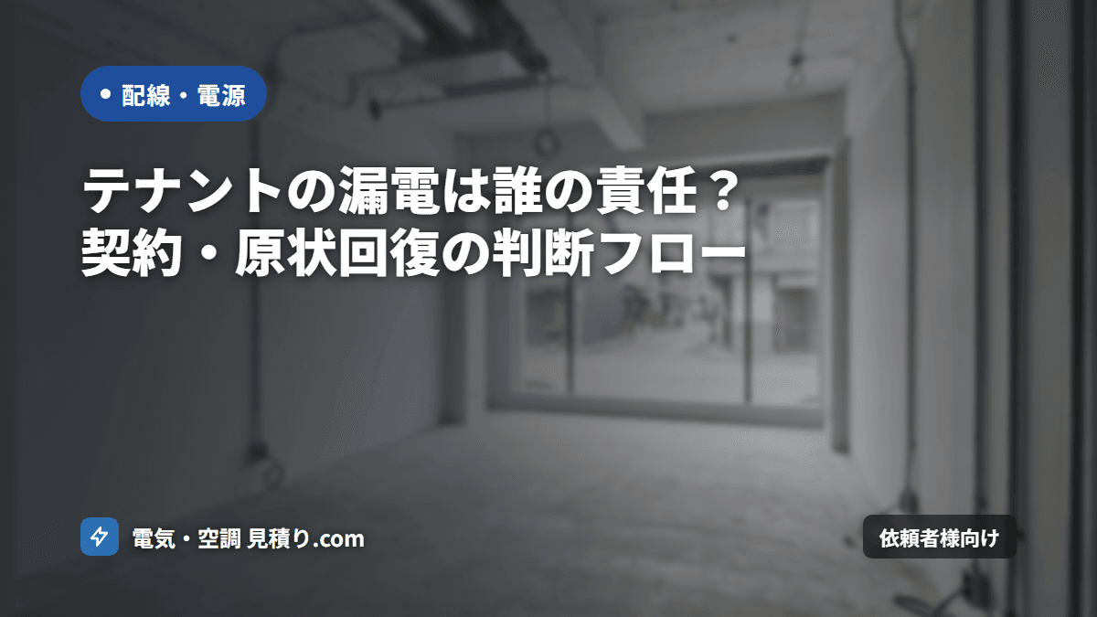 テナントの漏電は誰の責任？契約・原状回復の判断フロー